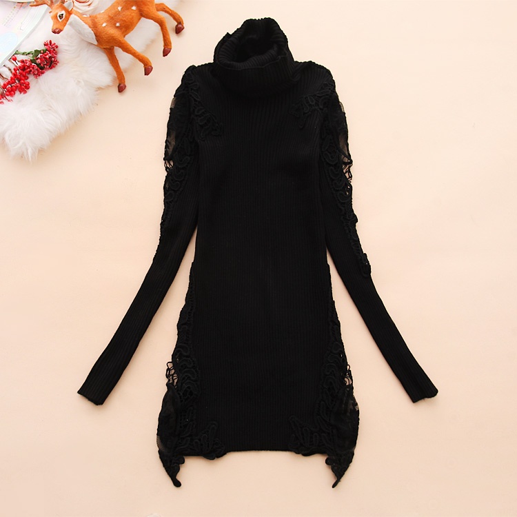 Bgl-x074 winter basic shirt cutout crochet slim turtleneck sweater female l-27