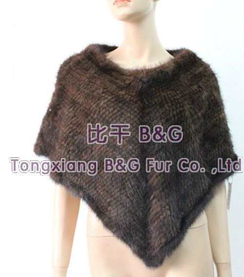 BGN003 2012 New Style 2 Colors Genuine Knitted Mink Fur Poncho Autumn Women's Casual Hoody Hot Style OEM Wholesale/Retail