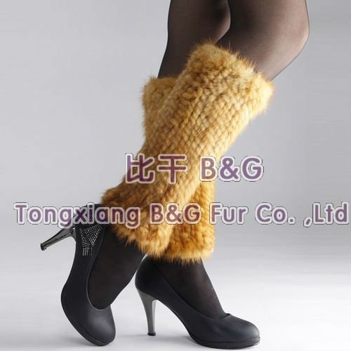 BGTLW05-2 6 Colors Real Knitted Mink Fur Leg Warmers Winter Elastic Leggings Fashion Style OEM/Wholesale /Retail