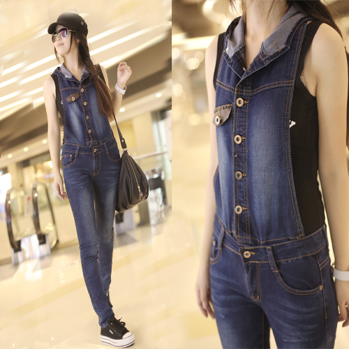 Bib pants female 2012 denim bib pants loose jeans spaghetti strap jumpsuit