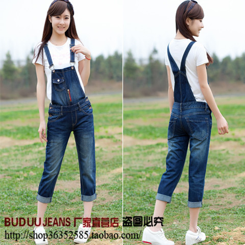 Bib pants female 2013 spring and summer denim bib pants ankle length trousers female 5802 capris