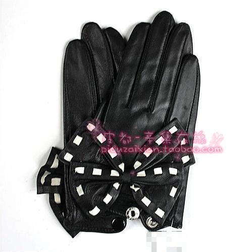 Big butterfly princess sheepskin gloves genuine leather gloves fashion