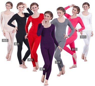 Big discounts!2012 female Qiu Yi long underwear underwear set round neck long-sleeved red / Black / White / Purple free shipping