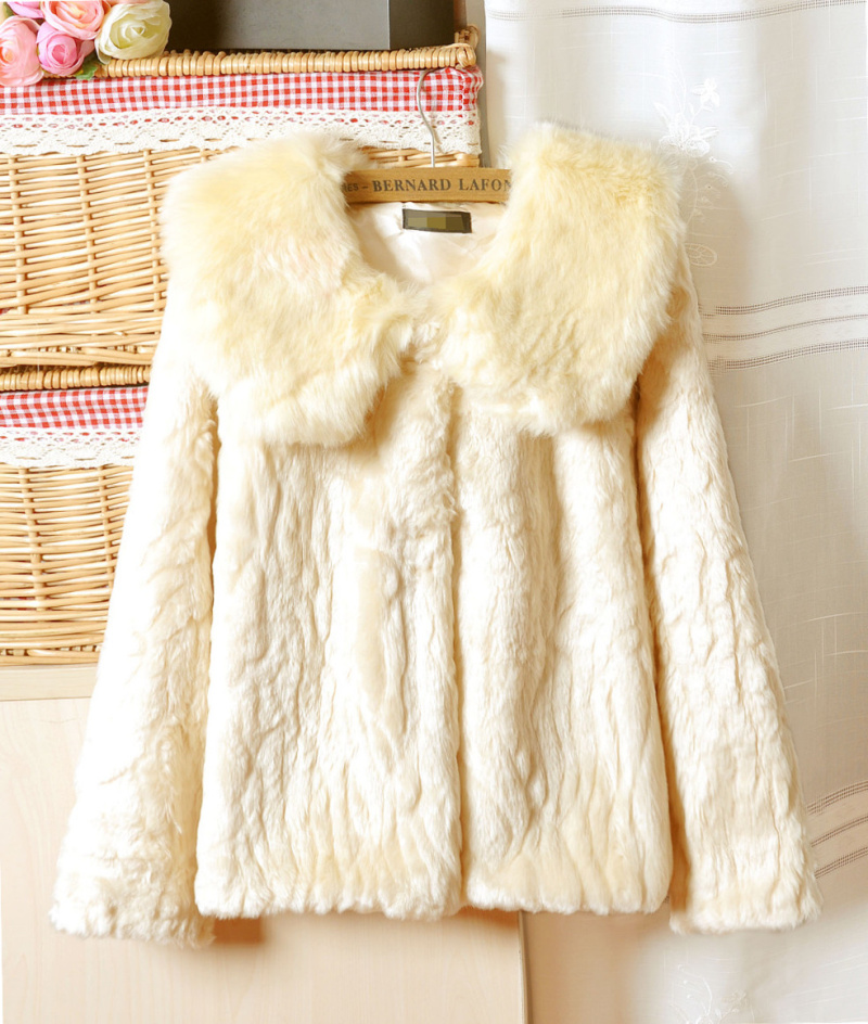 Big peter pan collar faux fur sweet coat cardigan free shipping