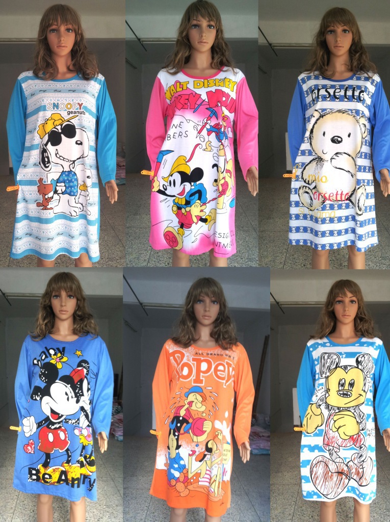 big size sleepwear sexy and fashion women's summer nightgowns,hello kitty cartoon pajamas for women,free size7 colors