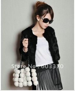 Big three quarter sleeve slim short design mink hair fur coat outerwear fur top