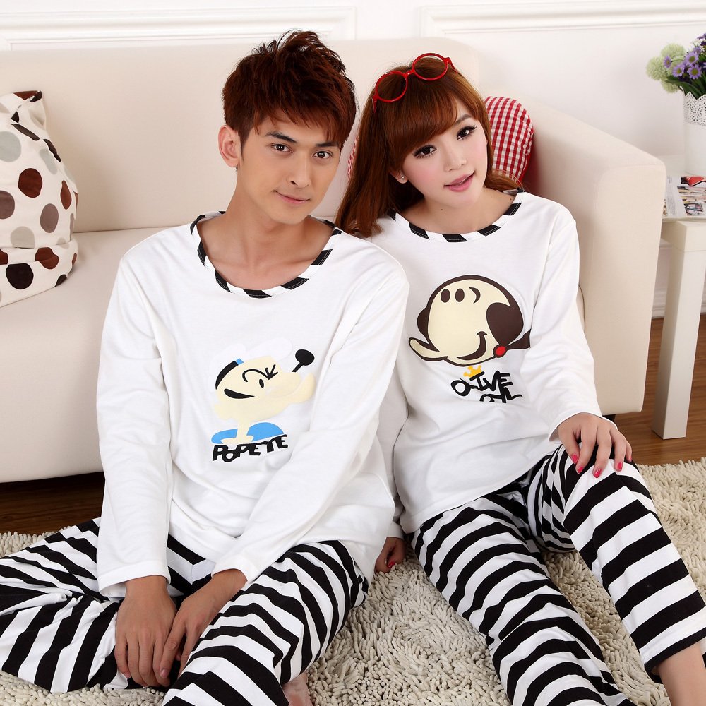 -- Bird autumn POPEYE lovers sleepwear 100% cotton long-sleeve cartoon lounge set