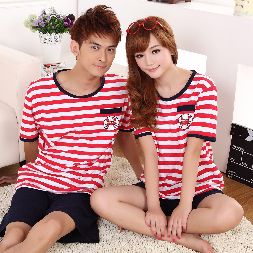 Bird red lovers sleepwear female summer short-sleeve sleep set cotton lounge at home