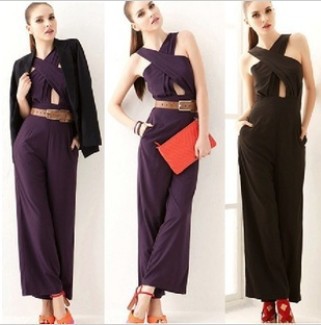 Birthday Gifts!Fashion Sexy Backless V-Neck Lady's Rompers Halter Design Blouse Women's jumpsuit overall Harem Pants