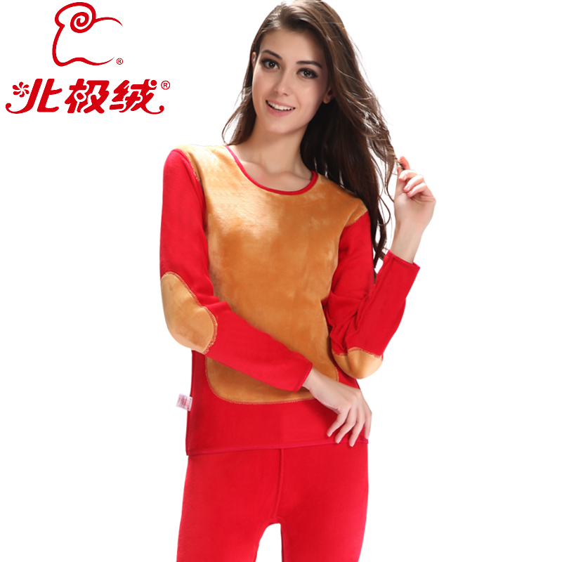 BJR 7 big smd golden flower thermal underwear thickening plus velvet women's thermal clothing set