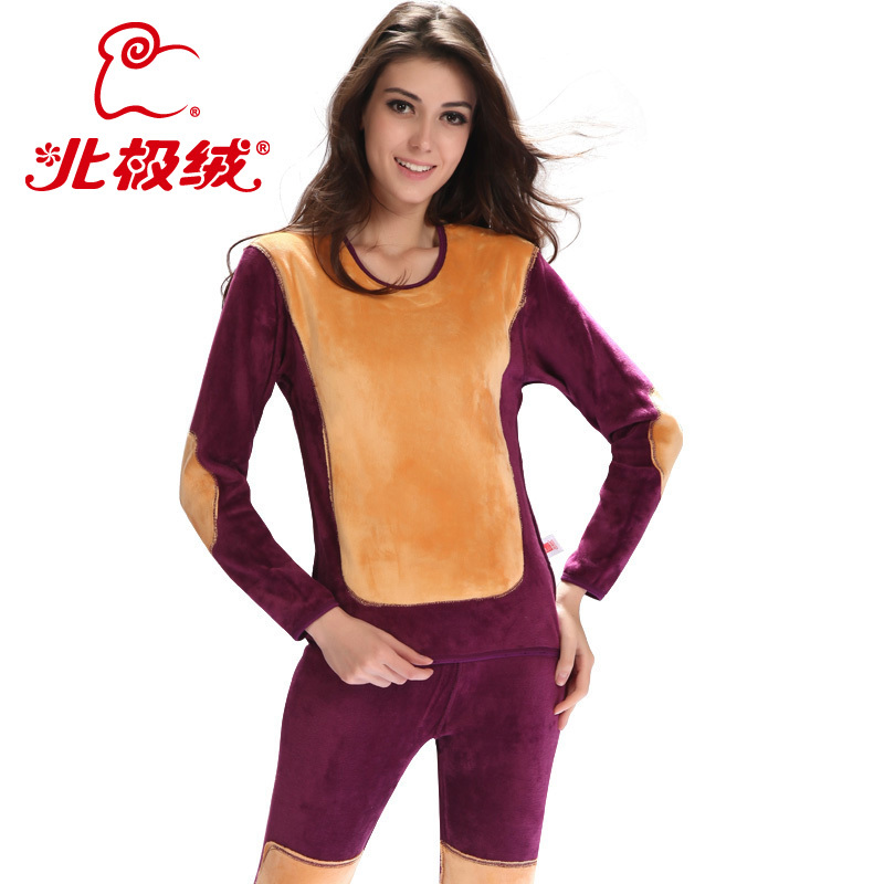 BJR Golden flower thermal underwear thickening plus velvet female thermal women's set