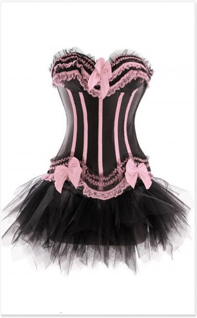 Black and pink fashion corset skirt suits include Tutu skirt Free shipping - qm8068a