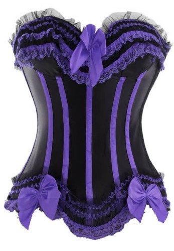 Black and Purple  lace up boned corset busiter underwear costume  S-2XL