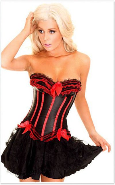 Black and red fashion corset + Tu Tu dress - Free shipping - qm8068blackred