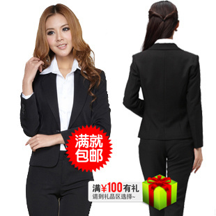 Black and white autumn and winter work wear women's set skirt fashion slim blazer work wear