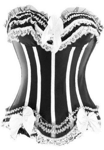 Black and white  corset busiter lace up boned  lingerie showgirl  S-2XL