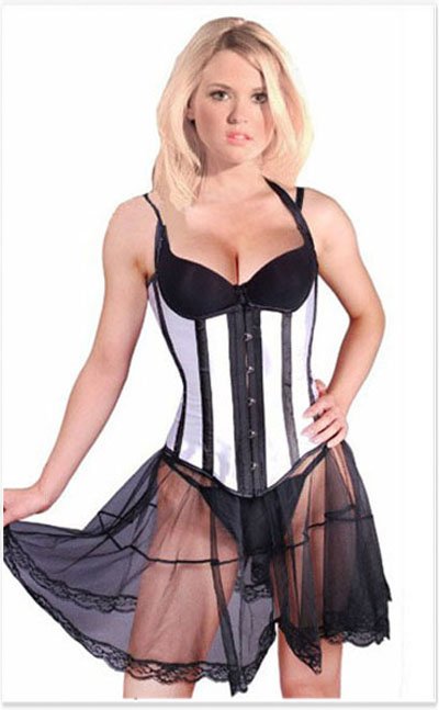 Black and white fashion underbust corset skirt suits Free shipping - qm831black