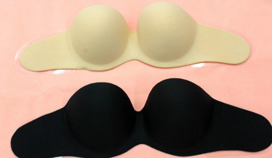 Black Beige New Reusable Lycra Nude Strapless Backless Invisible Bra Cup A B C D