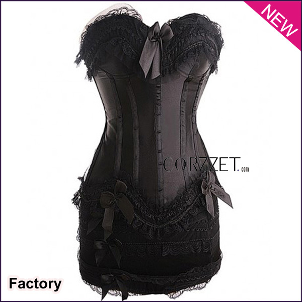 Black Burlesque Corset & Skirt Set Free Shipping Hot Sale Item