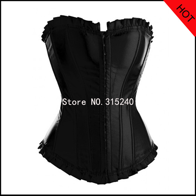 Black burlesque satin corsets