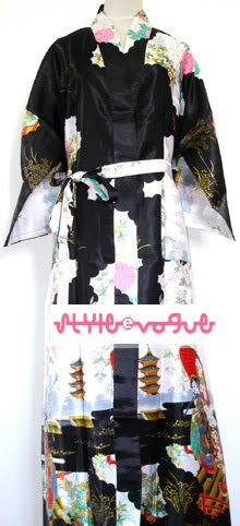 Black Chinese Women's Silk Polyester Robe Kimono Bath Gown S M L XL XXL XXXL Free Shipping WS-13