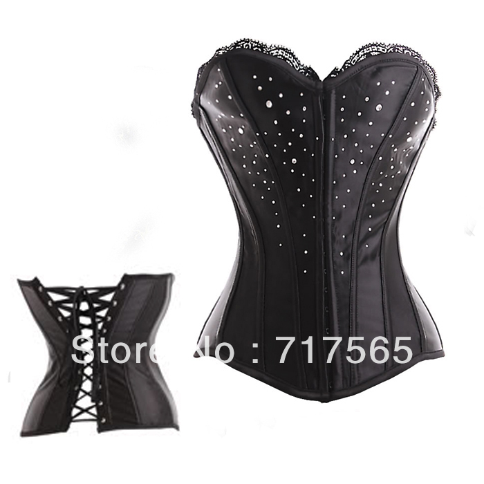 BLACK CORSET , BUSTER ,1 set Dropship ,Good quality Diamond corsets