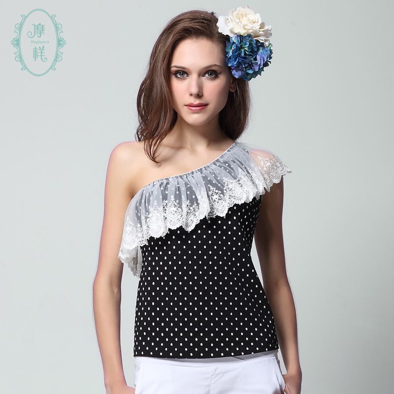 Black lace polka dot strapless vest