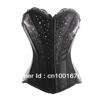 black lace sexcy Corset with alloy diamond  free shipping bustier