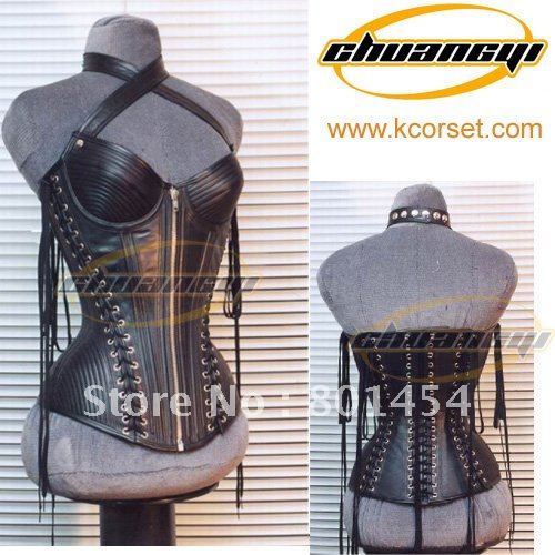 Black leather korsett  SILIM 10 CM at once  7days arrived Quality Guaranteed 100% steel boned Corsetry CST-93150