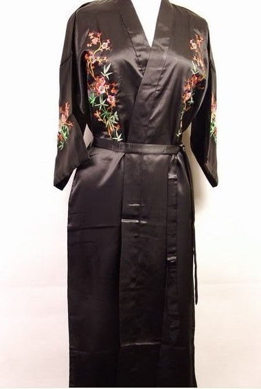 Black New Chinese Women's Silk Satin Embroider Kimono Robe/Gown S M L XL XXL XXXL Wholesale Retail