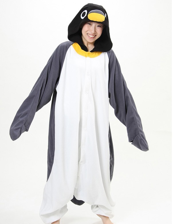 Black penguin civets cartoon animal lovers one piece sleepwear lounge female 100% cotton autumn and winter