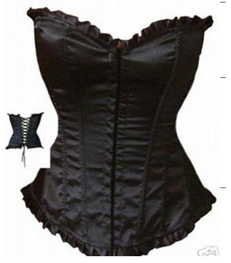 Black Sexy Lace up Corset lingerie + G-string SY6-XL costume sexy kimono uniform underwer