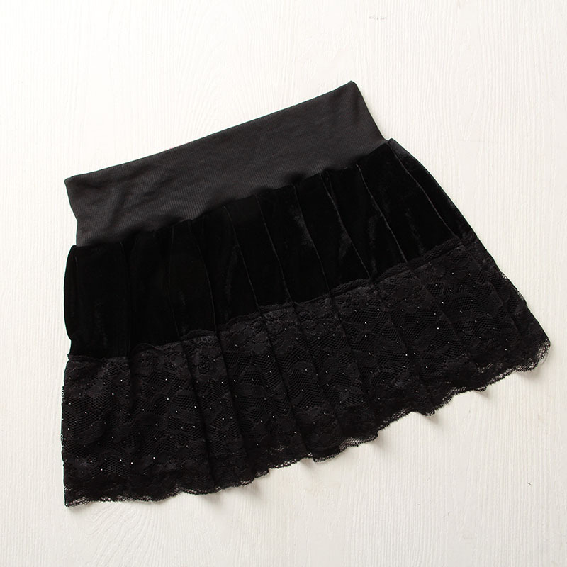 Black short skirt winter solid color pleated skirt casual basic skirt diamond expansion skirt