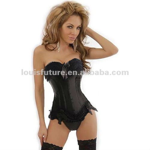 Black Silk Sexy Lingerie Corset Kimono Dress CS0156