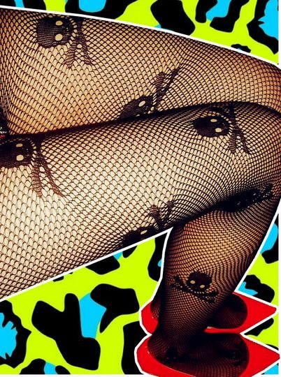 Black Skull hollow pattern retro style pantyhose free shipping