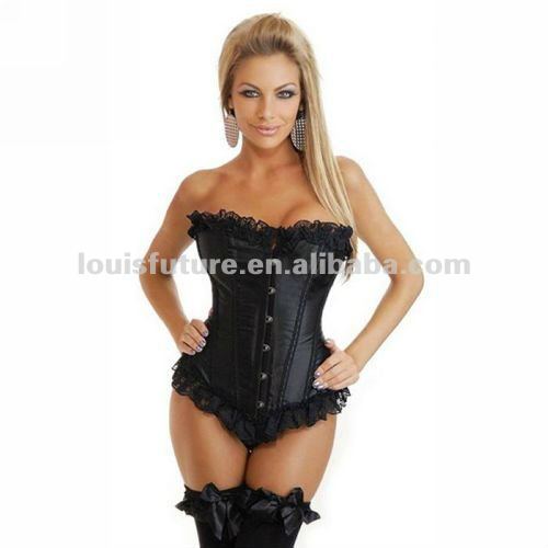 Black Spandex / Polyster Sexy Lingerie Corset Bathrobe CS0040