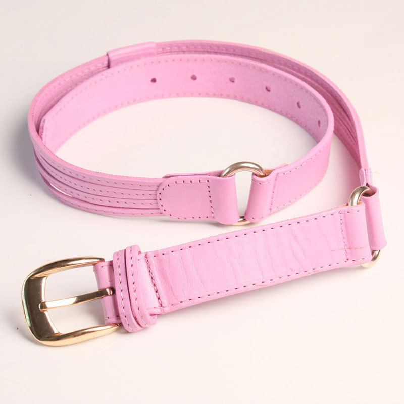 Black strap genuine leather strap purple female fashion pink casual all-match cowhide pin buckle thin belt p033