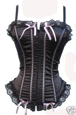 Black strap satin lace up appeal underwear body corset busiter