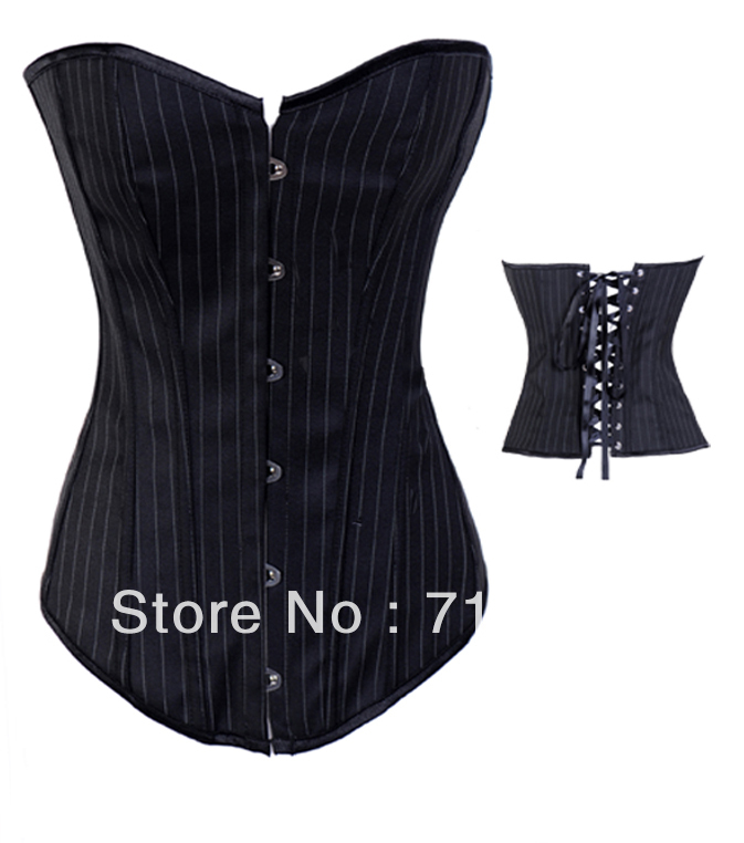 Black Stripe corset busiter outwear bodylift lingerie with G-string S-2XL