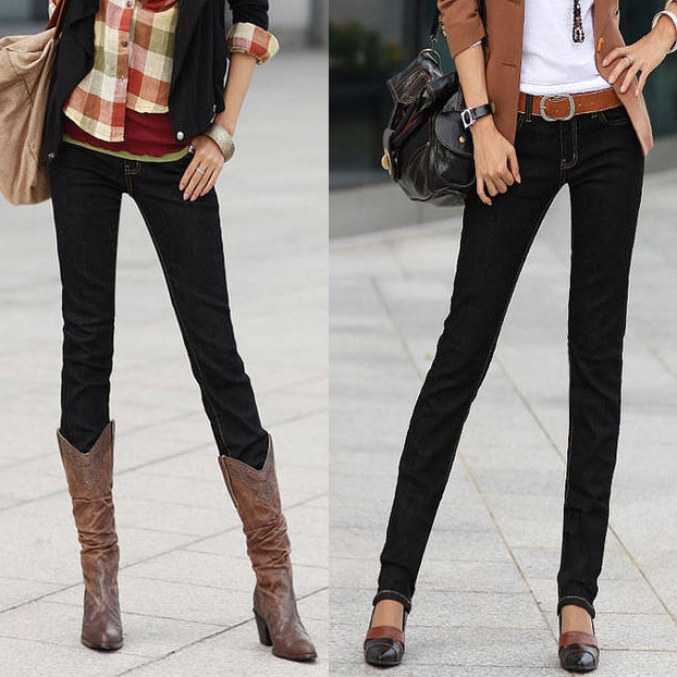 Black trousers skinny pants jeans 7061 free shipping