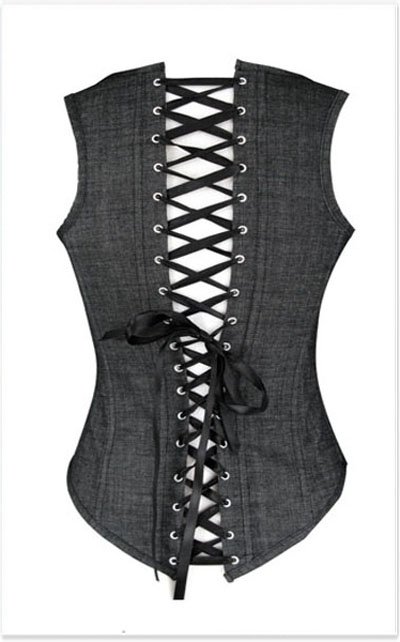 Black Underbust Corset (Jean) New ! + Free shipping - qm998a