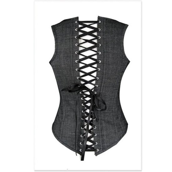 Black Underbust Corset (Jean) New ! + Free shipping - qm998a