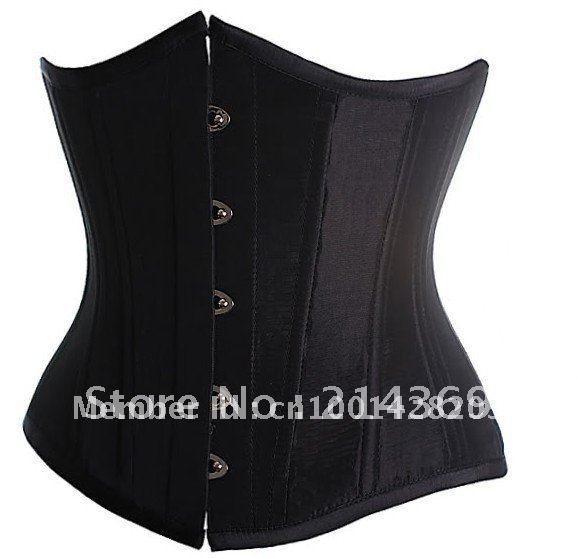 Black /White Goth Underbust Cupless Waist Training Corset Bustier Top S-XXL