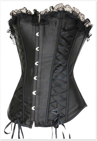 Black with Black lace overbust corset - qm2106black