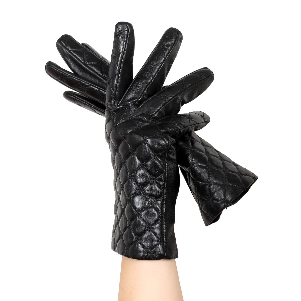 Black women's genuine leather gloves thin suede gloves fashion finger gloves