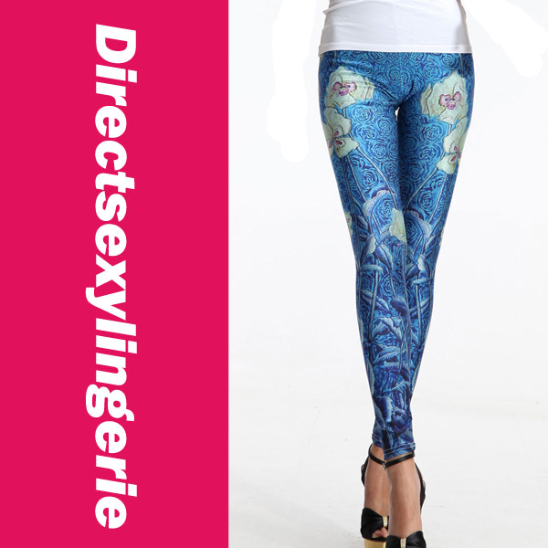 Blooming Lotus Leggings Blue LC79115 Cheap Price Drop Shipping