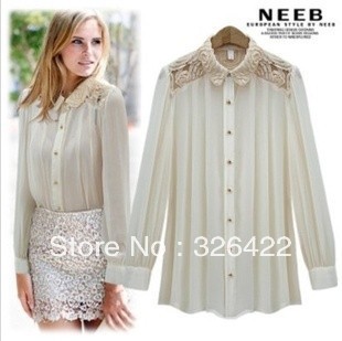 blouses for women 2013 spring and summer Korean style   Princess chiffon blouses pleated blouses