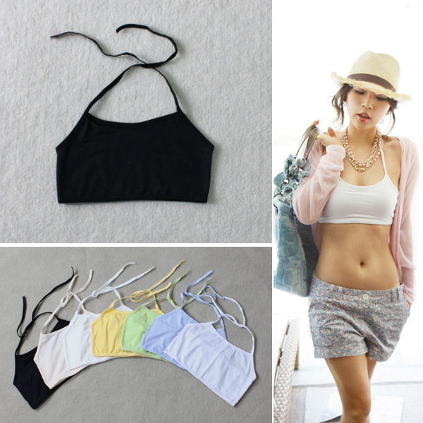 Blue 2012 candy color halter-neck lacing belt basic small vest tube top small tube top