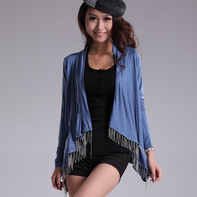 Blue 2012 cape summer short design outerwear female all-match cardigan short jacket ultra-thin kaross