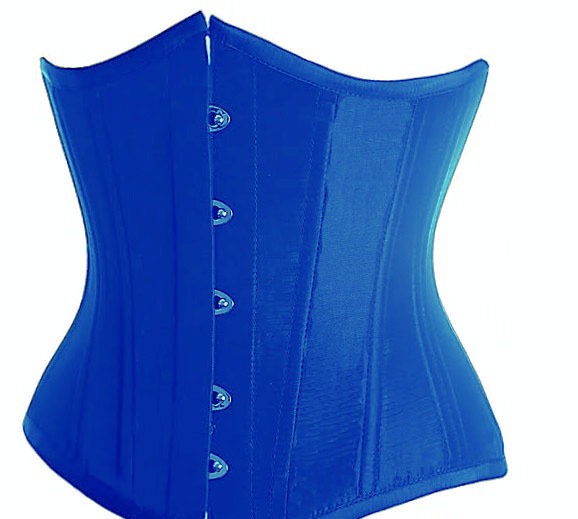 blue 5 color sexy lace up back corset top bustier with mini skirt and thong club suit 8192